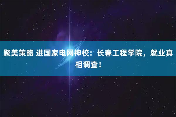 聚美策略 进国家电网神校：长春工程学院，就业真相调查！