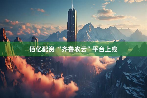 佰亿配资 “齐鲁农云”平台上线
